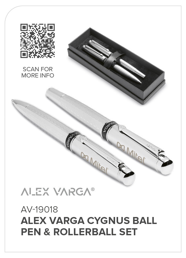 AV-19018 - Alex Varga Cygnus Ball Pen & Rollerball Set - Catalogue Image